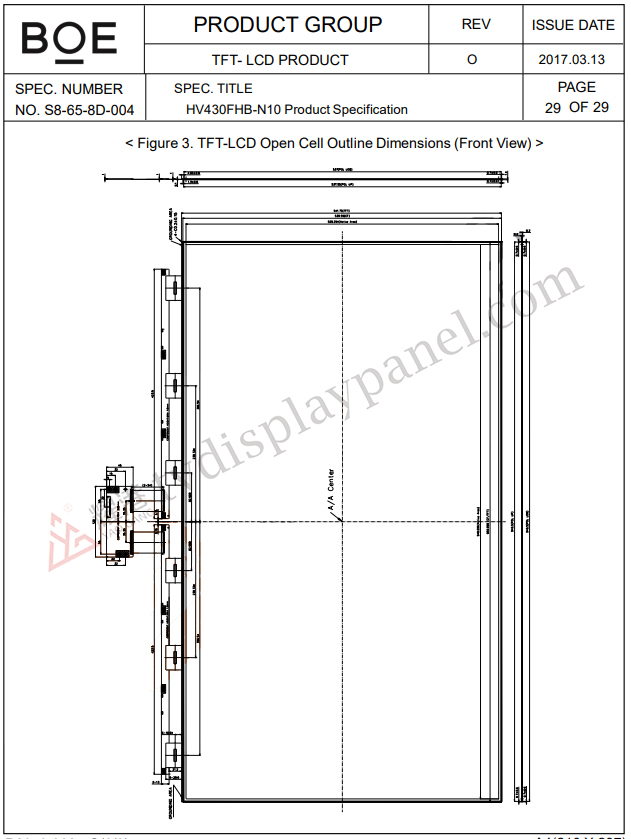 HV430FHB-N10 ال سی دی panel specifications